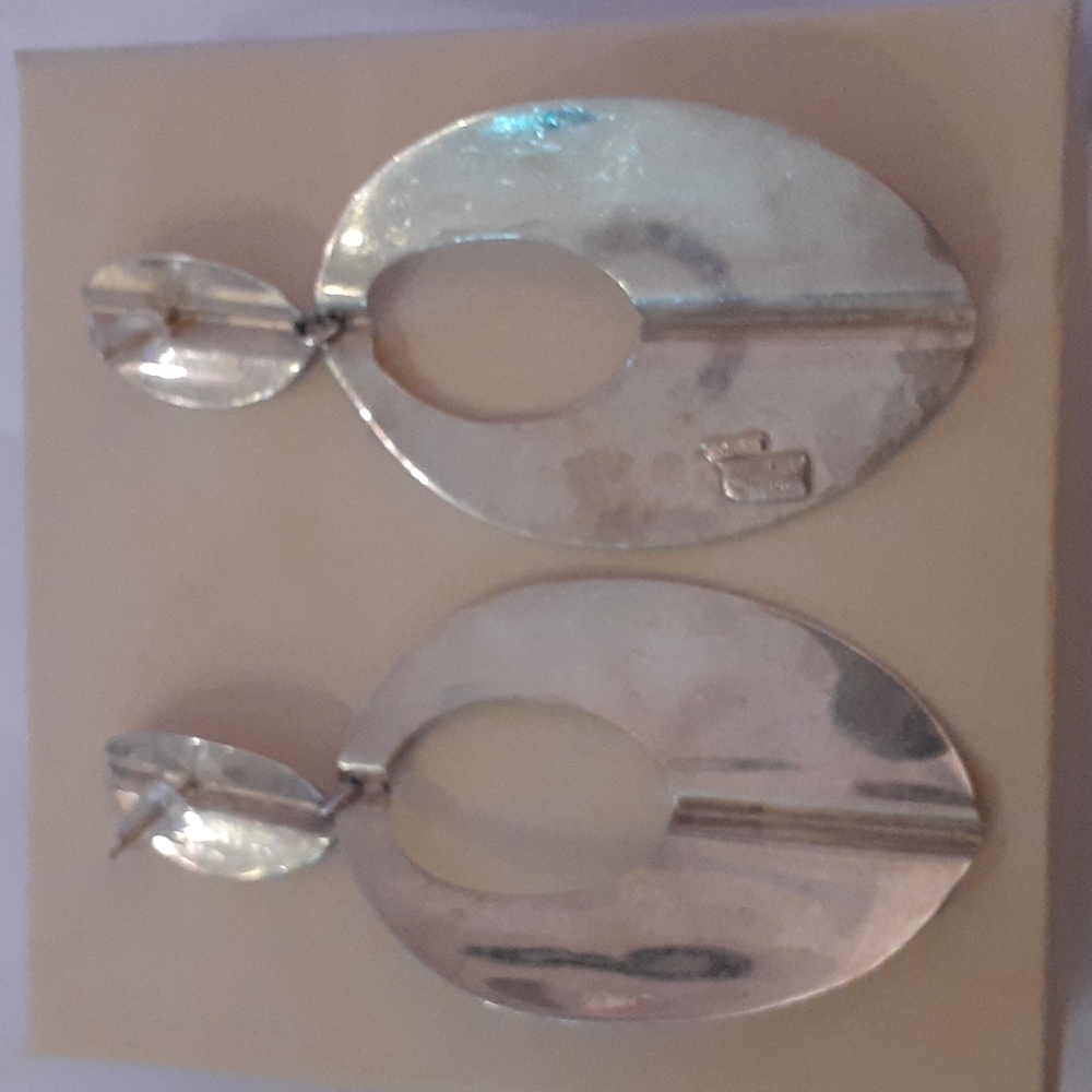 Sterling dangling pierced earrings. - Picture 2 of 7